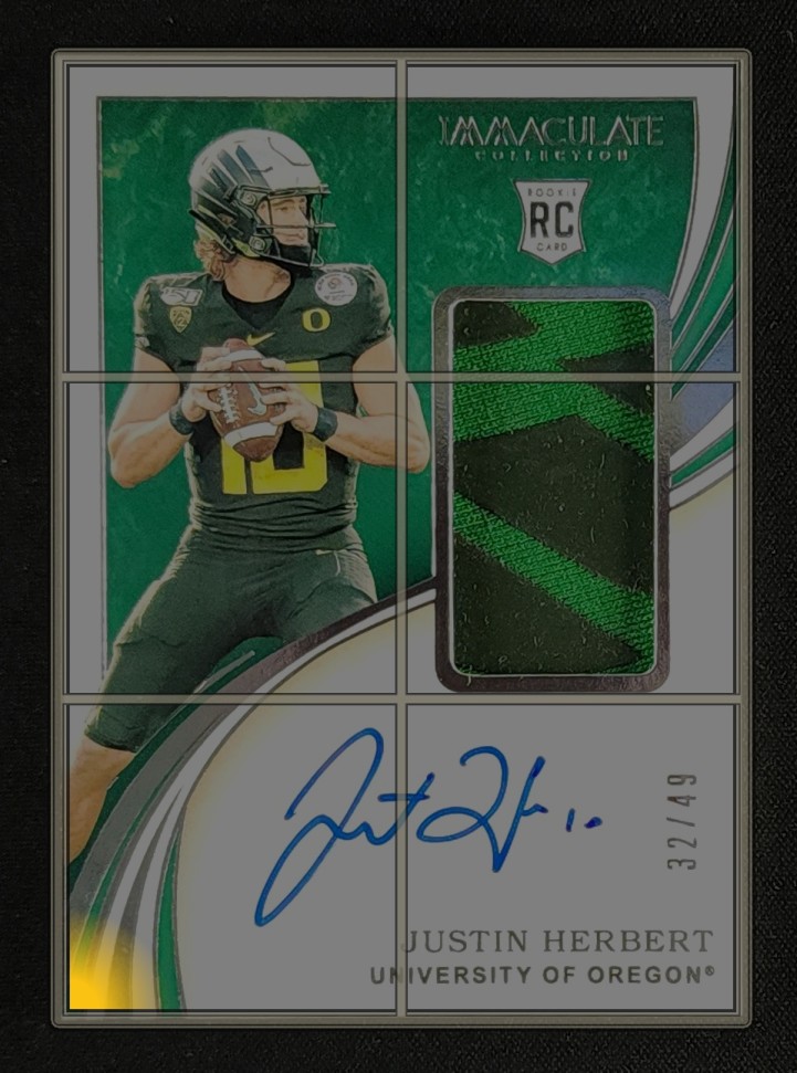2020 Immaculate Collection Collegiate Justin Herbert RC PATCH AUTO /49 MBA AUTH