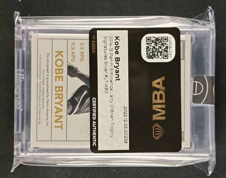 2014 Panini Eminence Larry O'Brien Trophy Silver Kobe Bryant AUTO /10 MBA AUTH