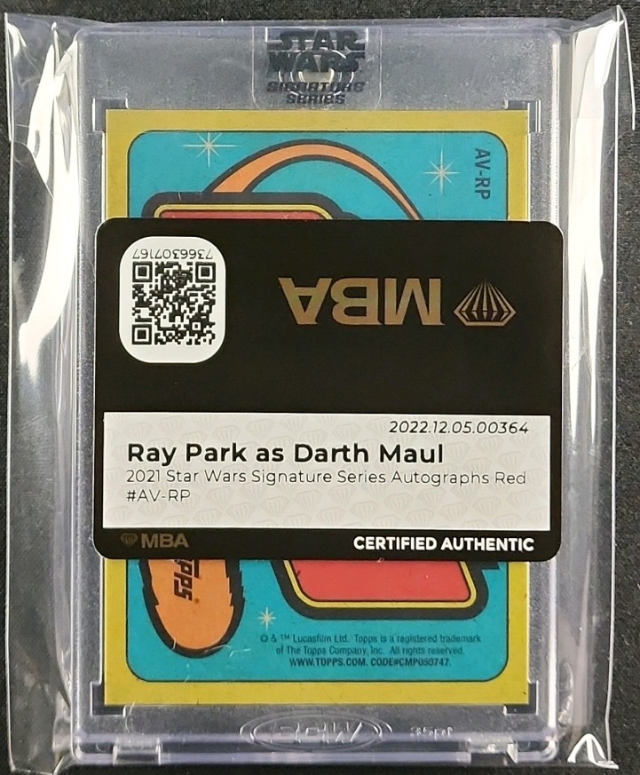 2021 Topps Star Wars Signature Series Red Ray Park Darth Maul AUTO 1/1 MBA AUTH