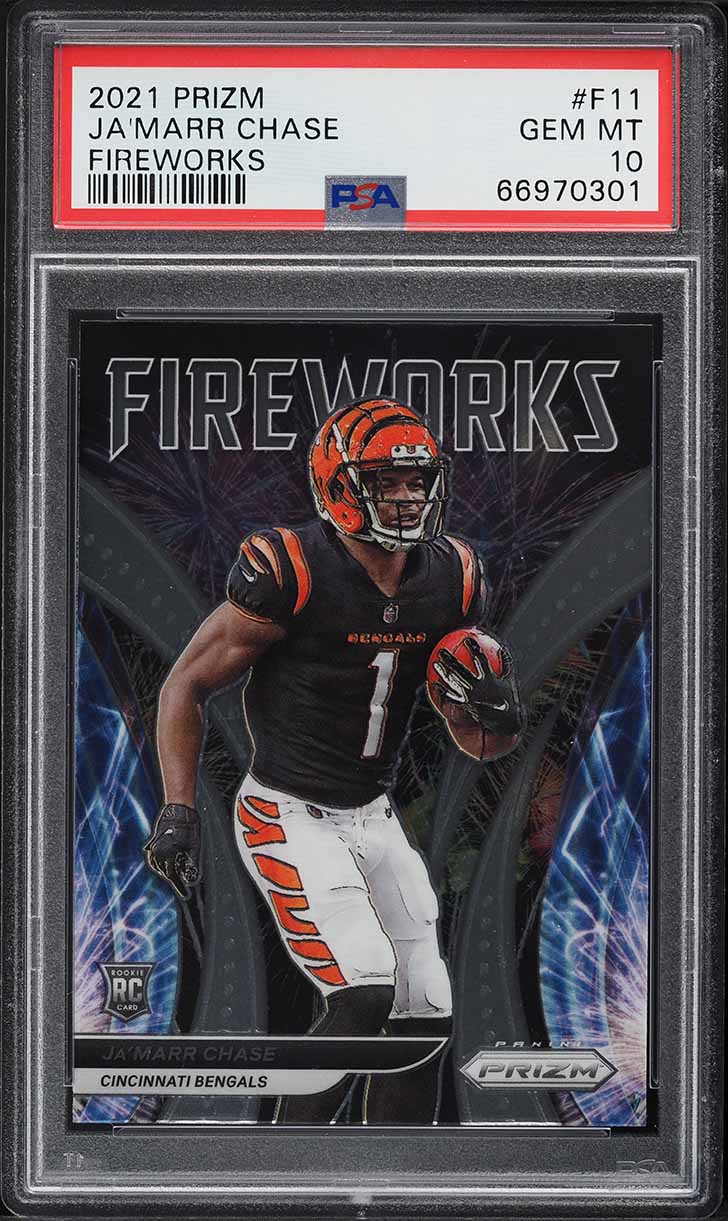 2021 Panini Prizm Fireworks Ja'Marr Chase ROOKIE #F-11 PSA 10 GEM MINT
