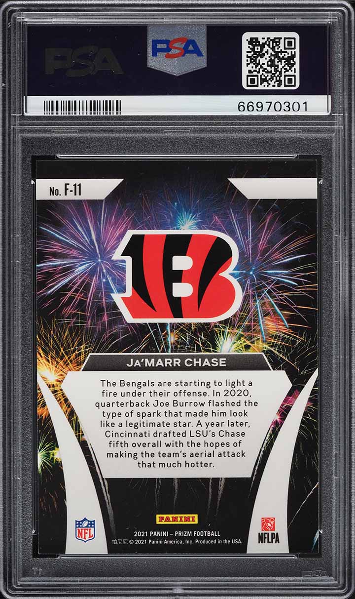 2021 Panini Prizm Fireworks Ja'Marr Chase ROOKIE #F-11 PSA 10 GEM MINT