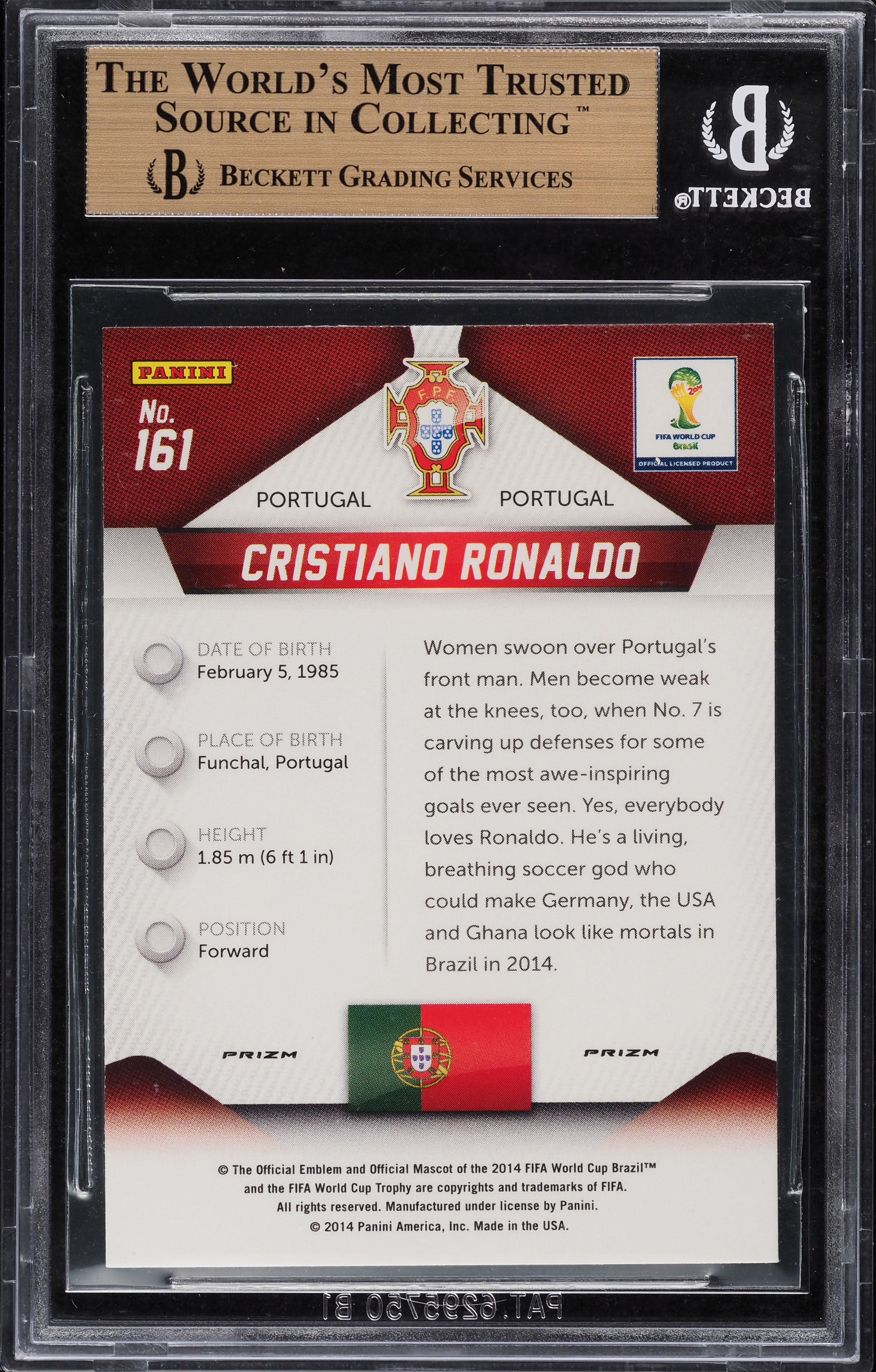 2014 Panini Prizm World Cup Red White Blue Cristiano Ronaldo #161 