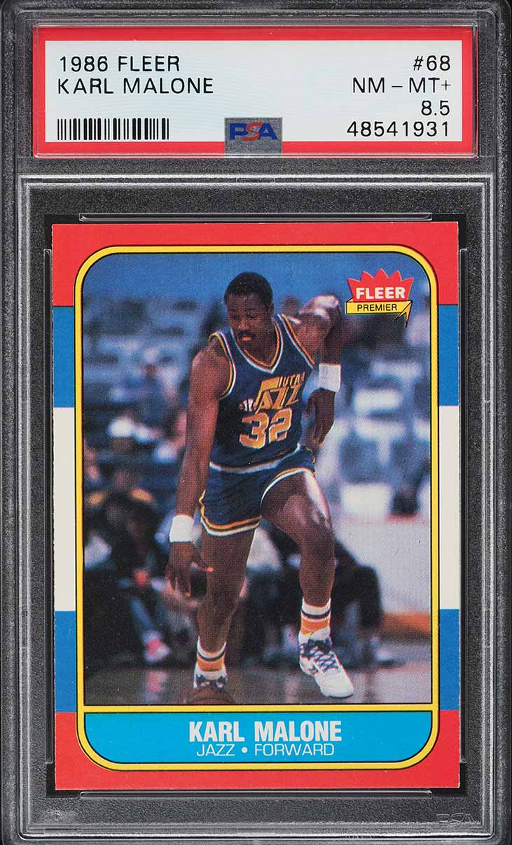 1986 Fleer Basketball Karl Malone ROOKIE #68 PSA 8.5 NM-MT+