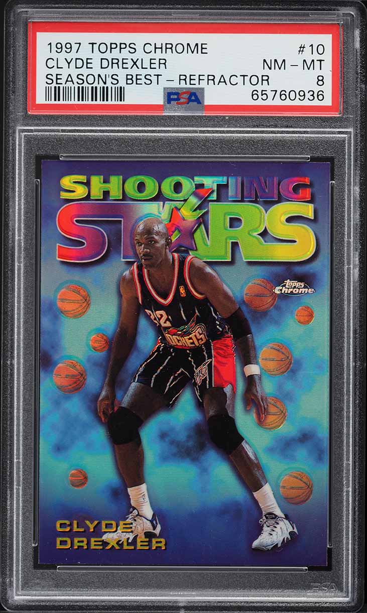 1997 Topps Chrome Season's Best Refractor Clyde Drexler #10 PSA 8 NM-MT
