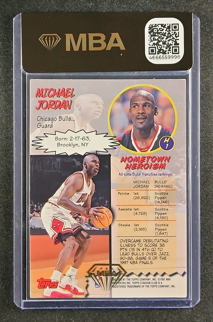 1997 Stadium Club Hardcourt Heroics Michael Jordan #H1 MBA AUTH