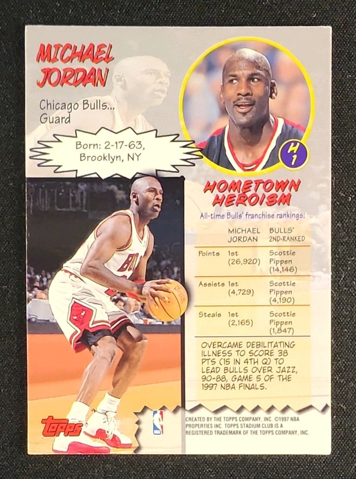 1997 Stadium Club Hardcourt Heroics Michael Jordan #H1 MBA AUTH
