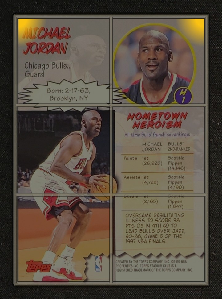 1997 Stadium Club Hardcourt Heroics Michael Jordan #H1 MBA AUTH