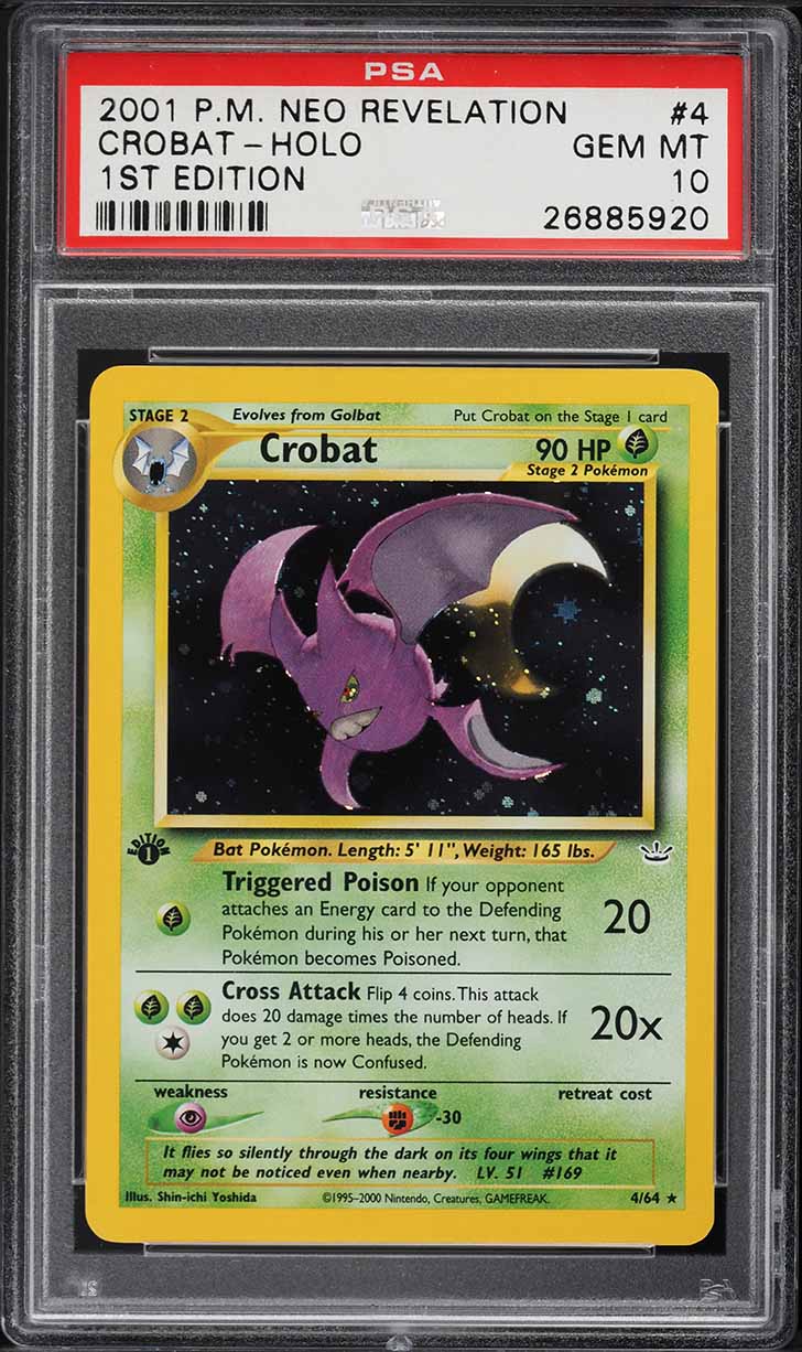 2001 Pokemon Neo Revelation 1st Edition Double Holo Error Crobat #4 PSA 10 GEM MINT
