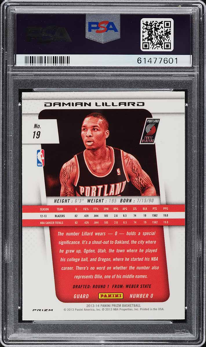 2013 Panini Prizm Red Prizms Damian Lillard #19 PSA 10 GEM MINT