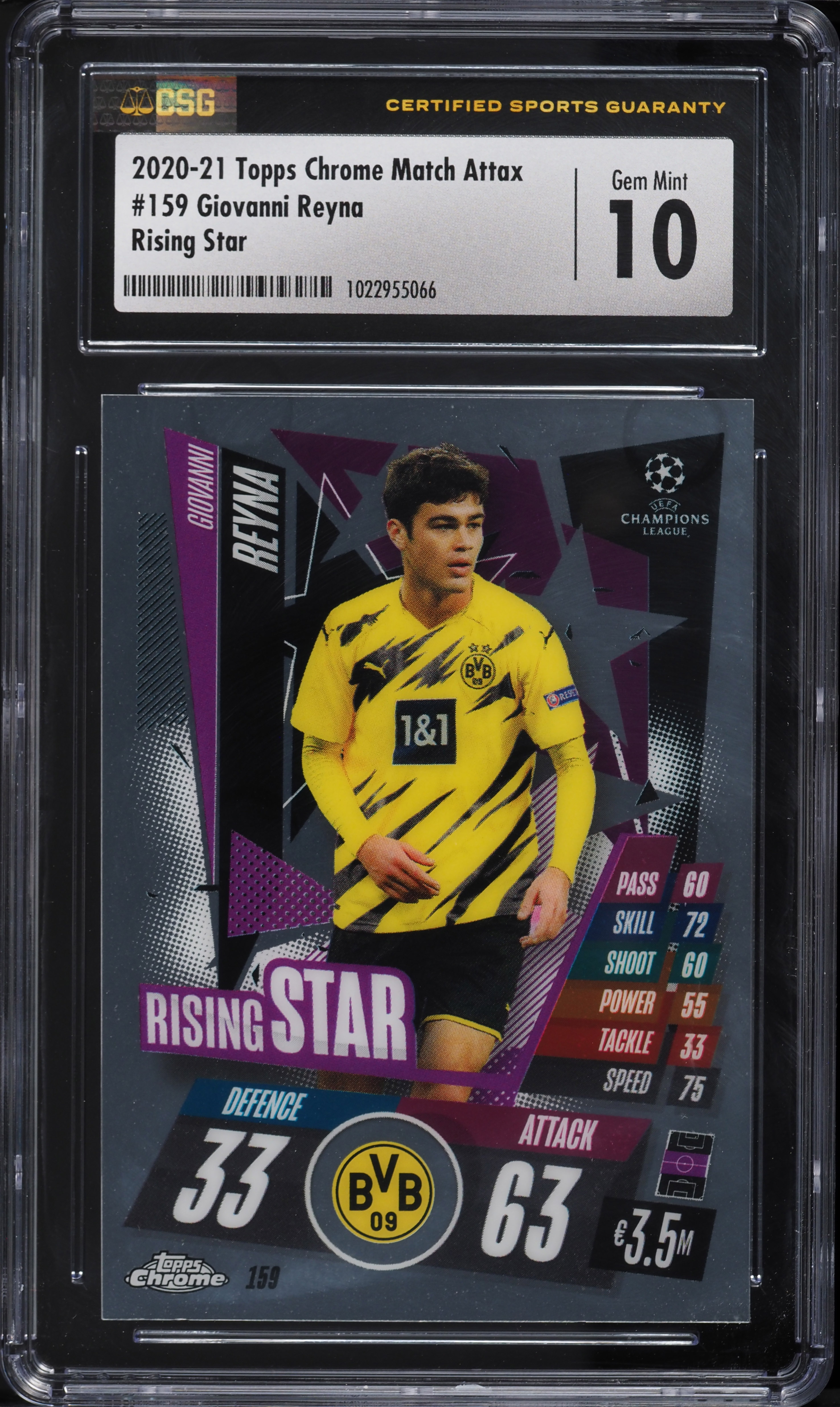 2020-21 Topps Chrome Match Attax Rising Star Giovanni Reyna #159