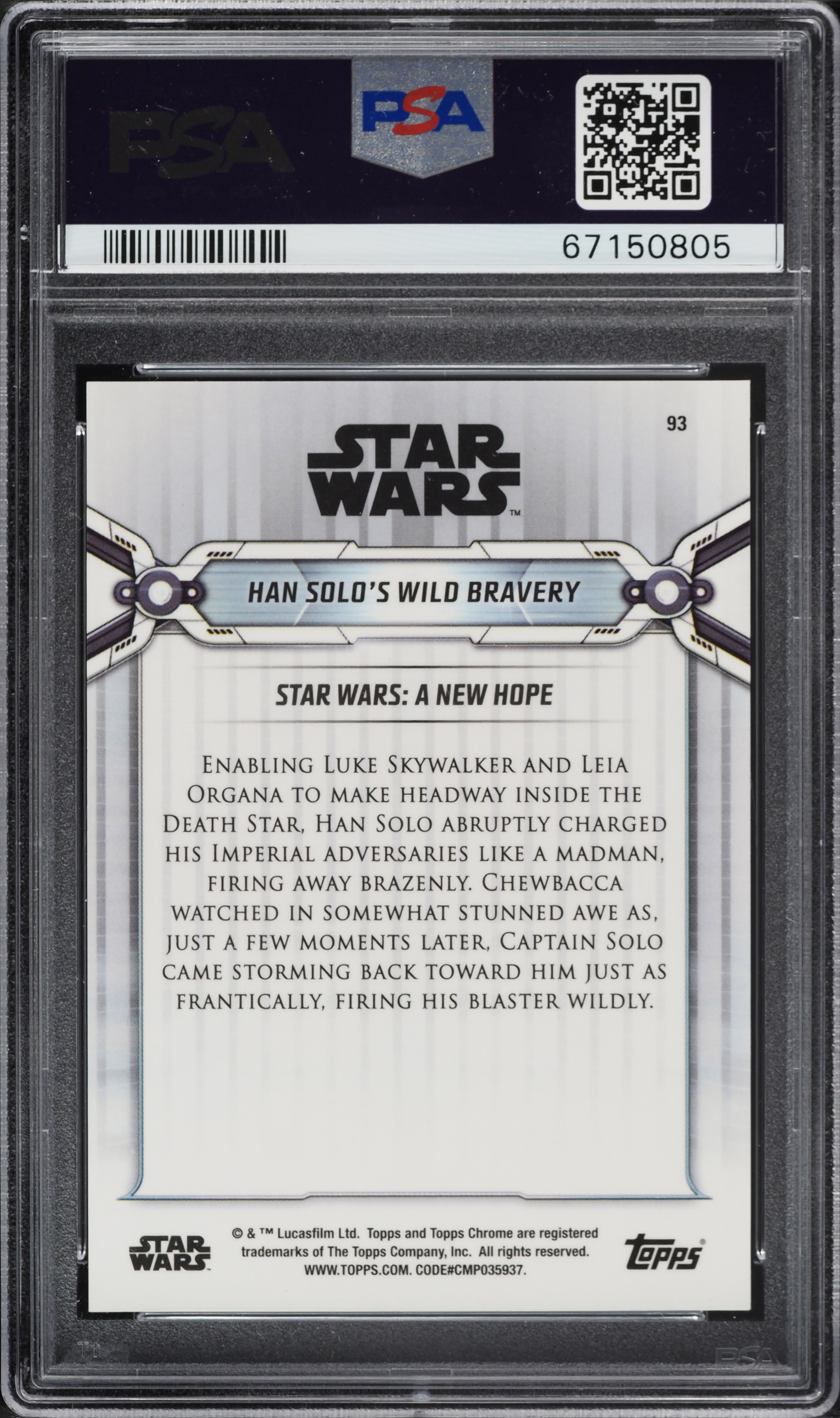 2019 Topps Star Wars Chrome Legacy Black Refractor Han Solo's 1/10
