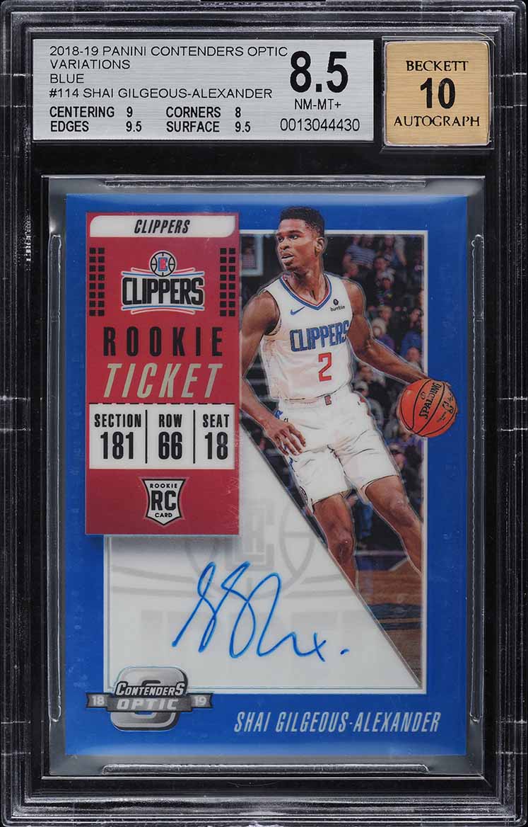2018 Panini Contenders Optic Blue Shai Gilgeous-Alexander RC AUTO /49 BGS 8.5