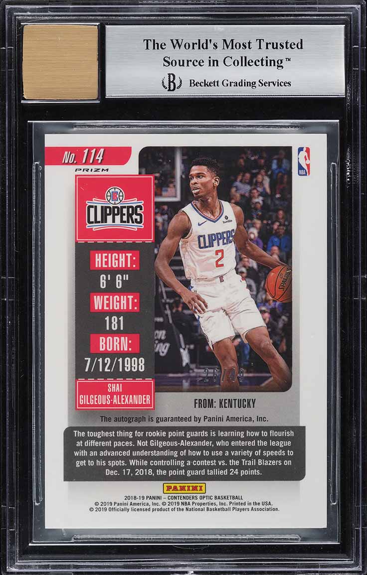 2018 Panini Contenders Optic Blue Shai Gilgeous-Alexander RC AUTO /49 BGS 8.5