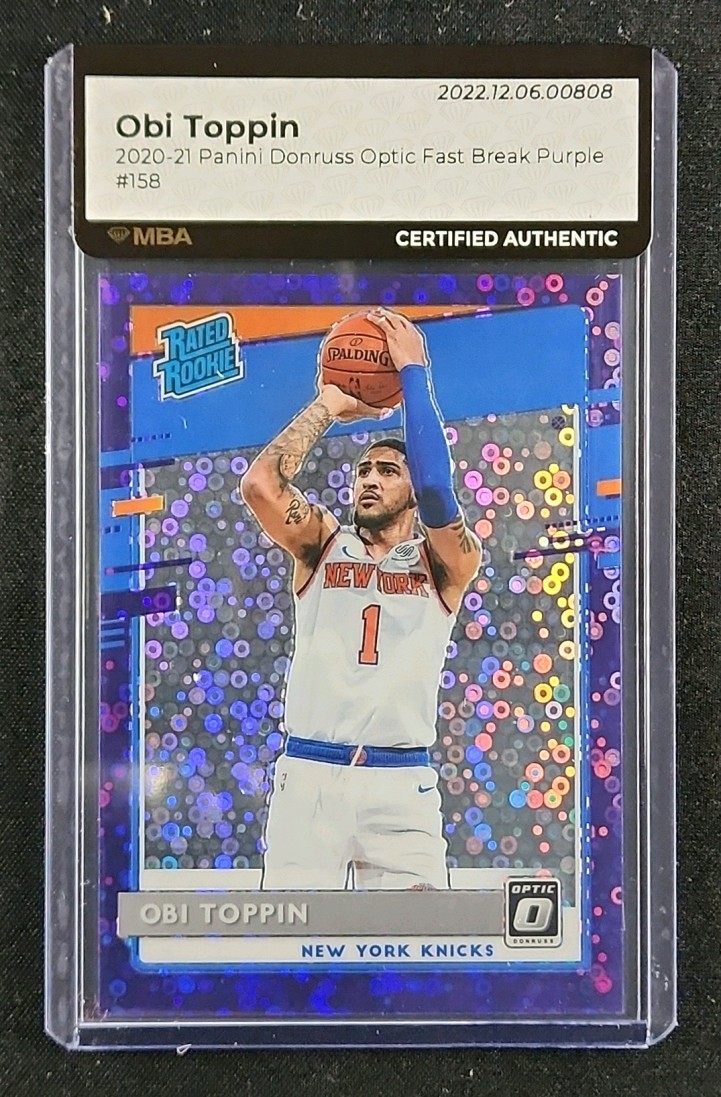2020 Donruss Optic Fast Break Purple Obi Toppin ROOKIE /95 #158 MBA AUTH