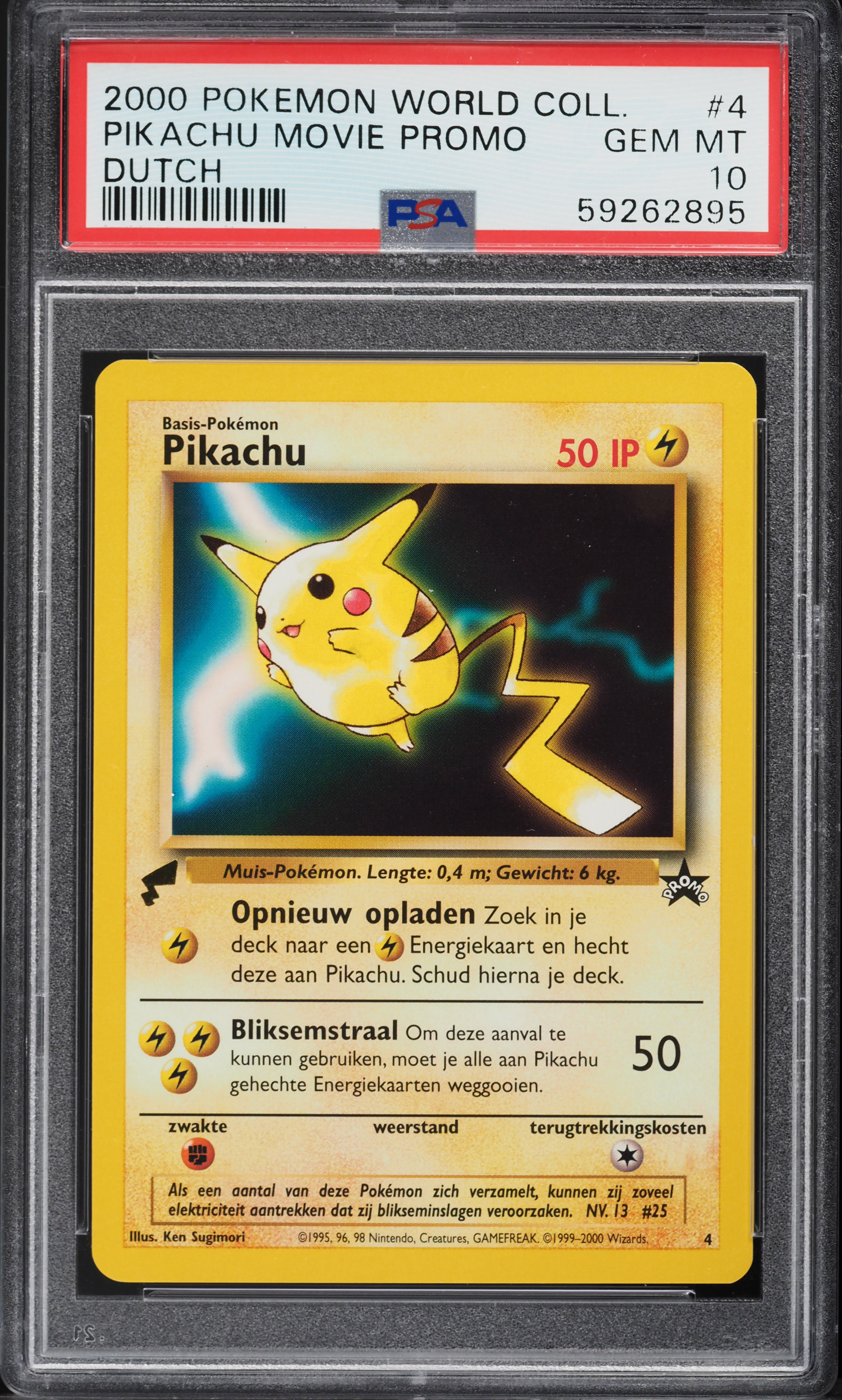 2000 Pokemon Dutch World Collection Movie Promo Pikachu #4 PSA 10