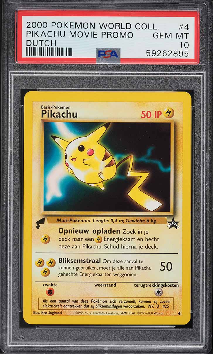 2000 Pokemon Dutch World Collection Movie Promo Pikachu #4 PSA 10
