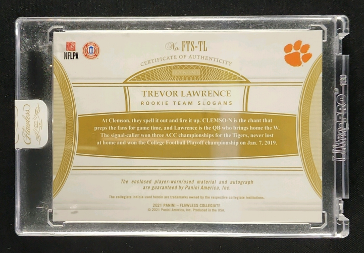 2021 Panini Flawless Collegiate Trevor Lawrence ROOKIE PATCH AUTO /25 MBA AUTH