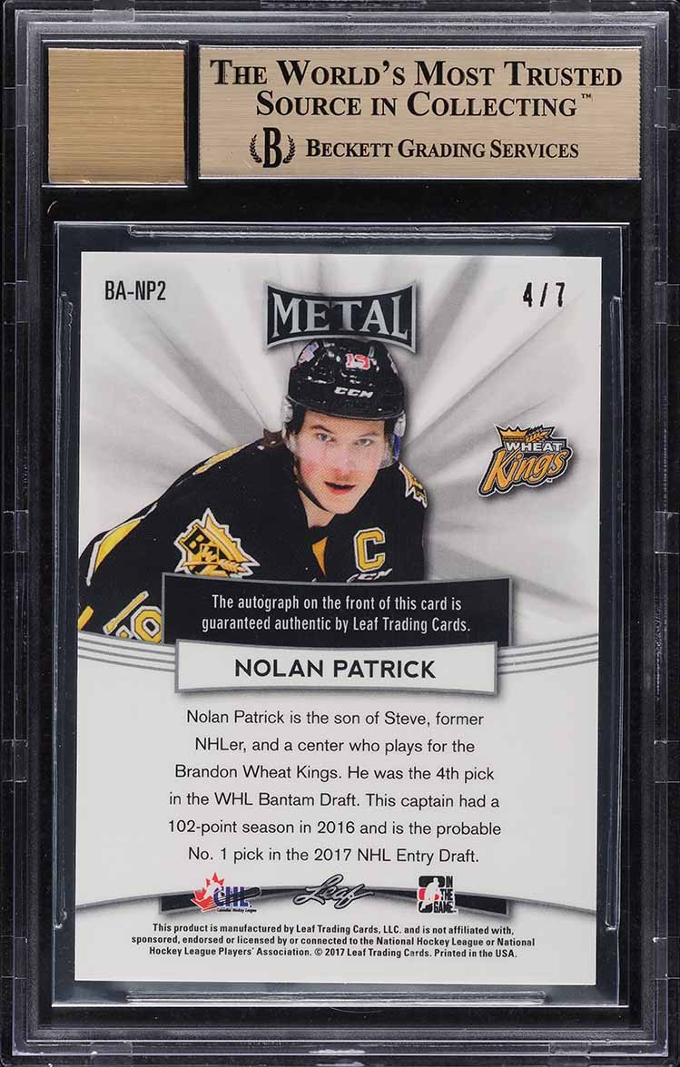 2016 Leaf Metal Prismatic Black Nolan Patrick ROOKIE AUTO /7 #BA-NP2 BGS 9.5 GEM