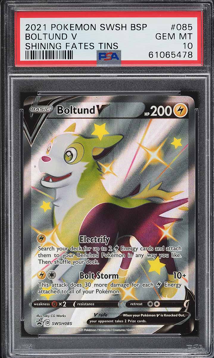 2021 Pokemon SWSH Black Star Promo Shining Fates Tins Boltund V #085 PSA 10 GEM