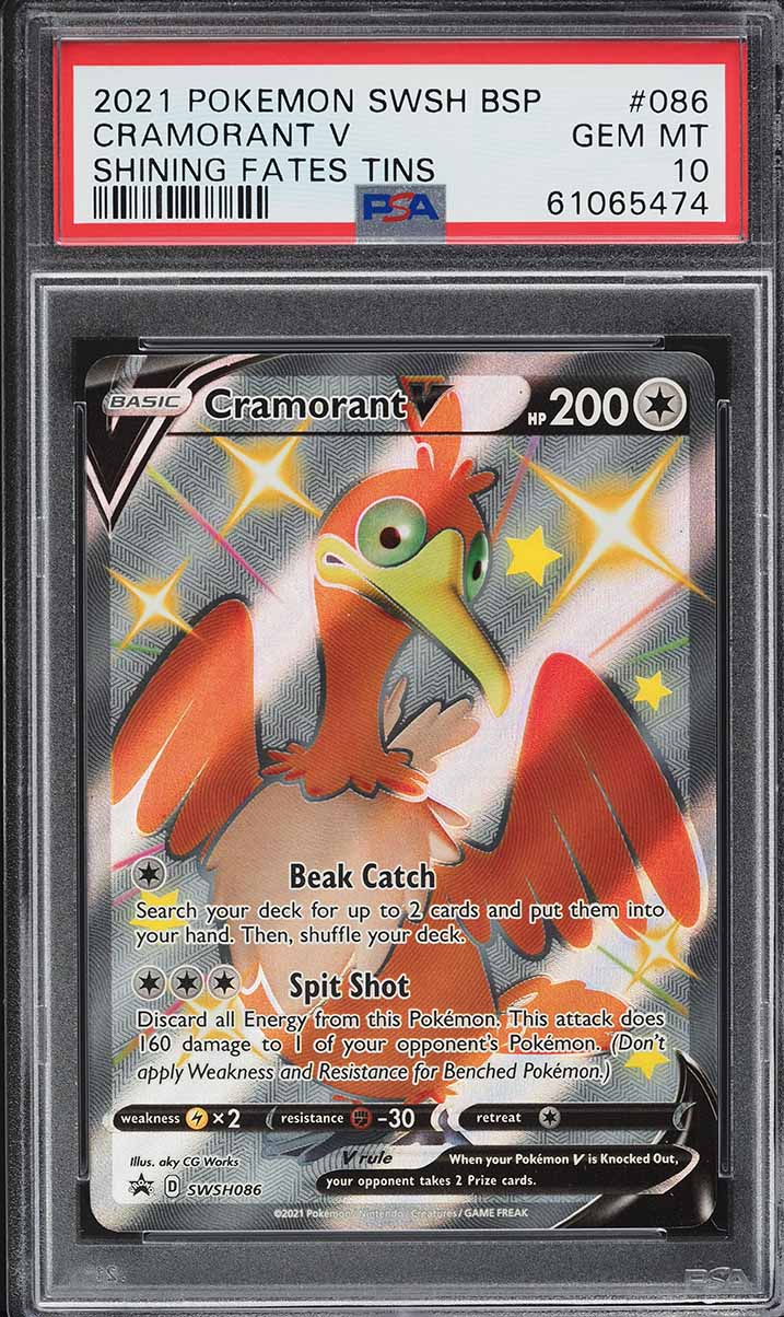2021 Pokemon SWSH Black Star Promo Shining Fates Tins Cramorant V #SWSH86 PSA 10