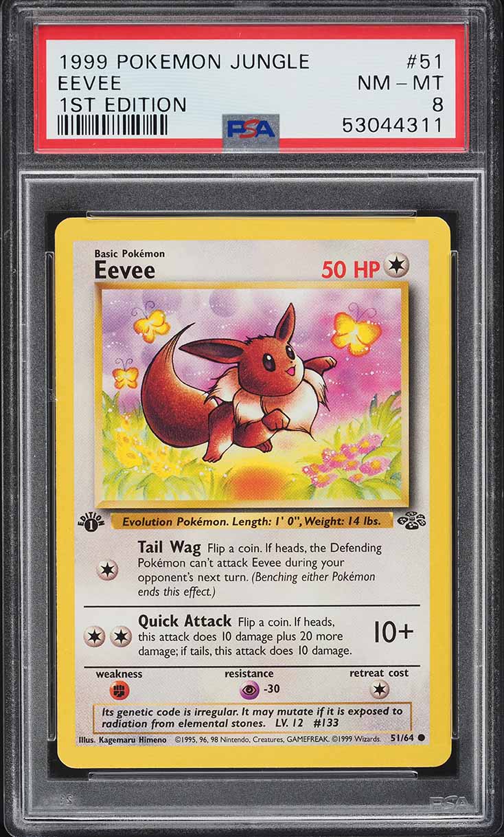 1999 Pokemon Jungle 1st Edition Eevee #51 PSA 8 NM-MT