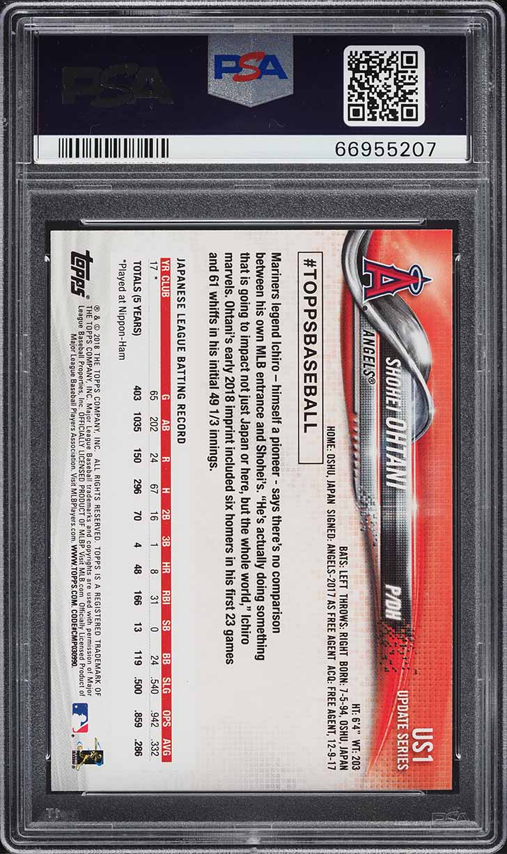 2018 Topps Update Pitching Red Jersey Shohei Ohtani ROOKIE #US1 PSA 10 GEM MINT