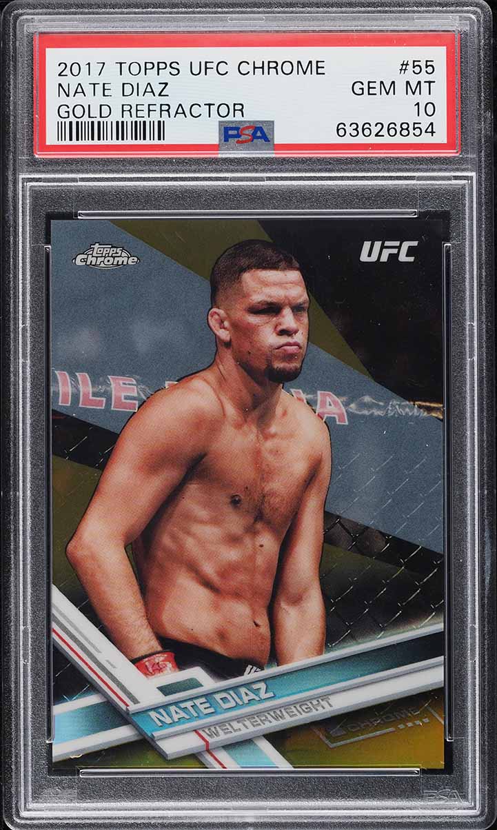 2017 Topps Chrome UFC Gold Refractor Nate Diaz /50 #55 PSA 10 GEM MINT