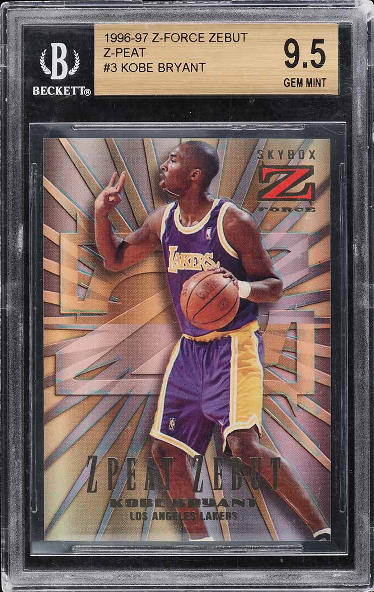 1996 Skybox Z-Force Z-Peat Zebut Kobe Bryant ROOKIE #3 BGS 9.5 GEM MINT