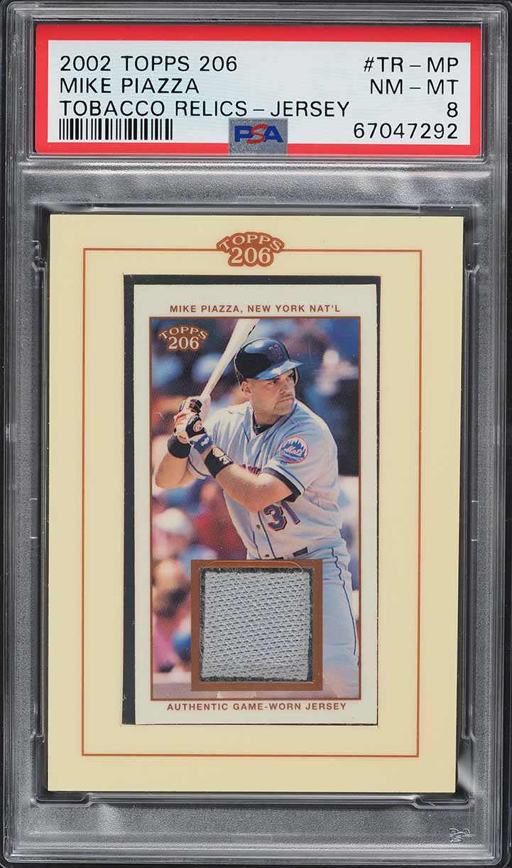 2002 Topps 206 Tobacco Relics Jersey Mike Piazza PATCH #TR-MP PSA 8 NM-MT