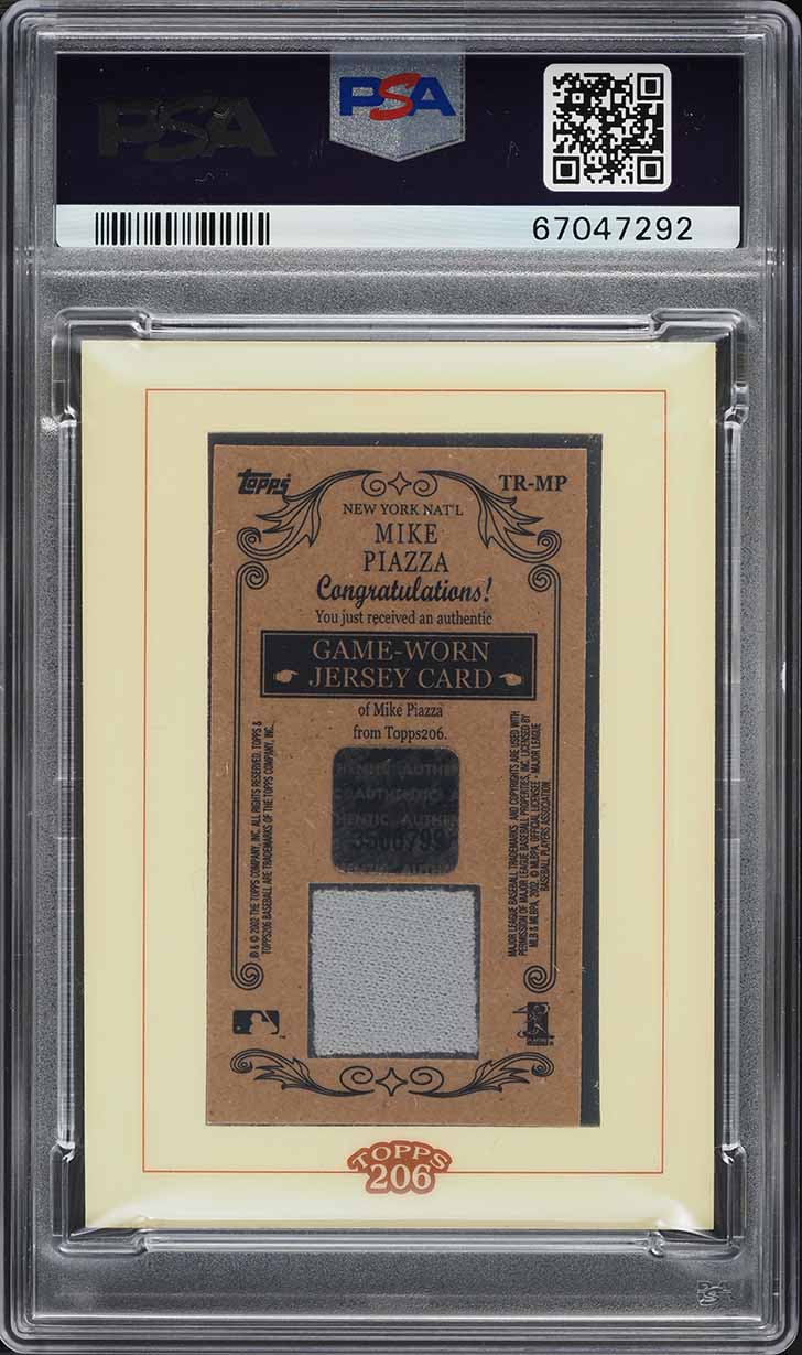 2002 Topps 206 Tobacco Relics Jersey Mike Piazza PATCH #TR-MP PSA 8 NM-MT
