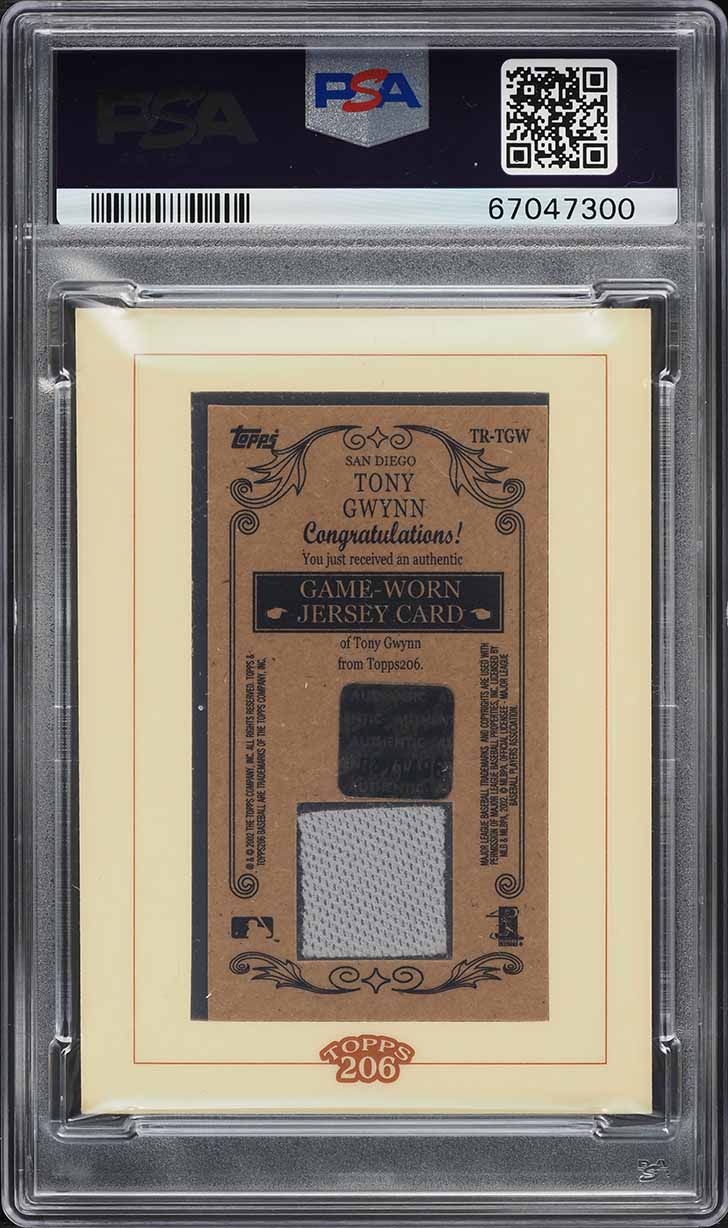 2002 Topps 206 Tobacco Relics Jersey Tony Gwynn PATCH #TR-TGW PSA 8 NM-MT