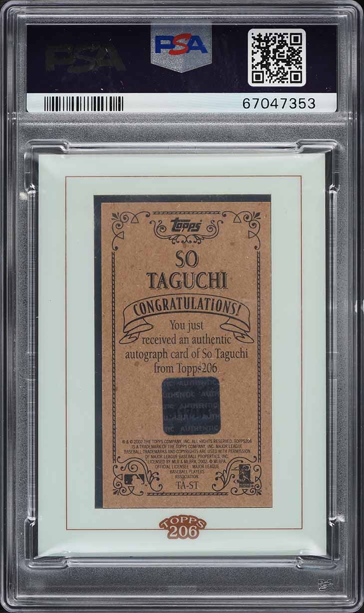 2002 Topps 206 Tobacco So Taguchi ROOKIE AUTO #TA-ST PSA 9 MINT