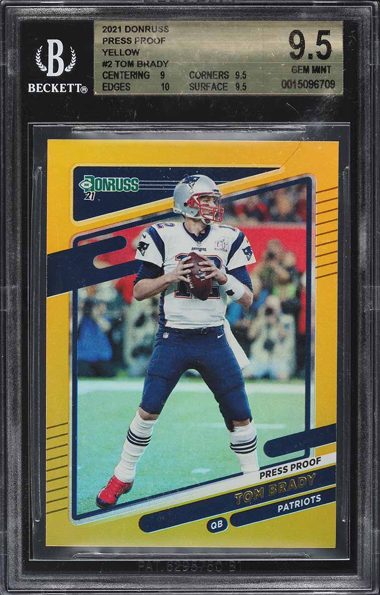 2021 Donruss Press Proof Yellow Tom Brady #2 BGS 9.5 GEM MINT