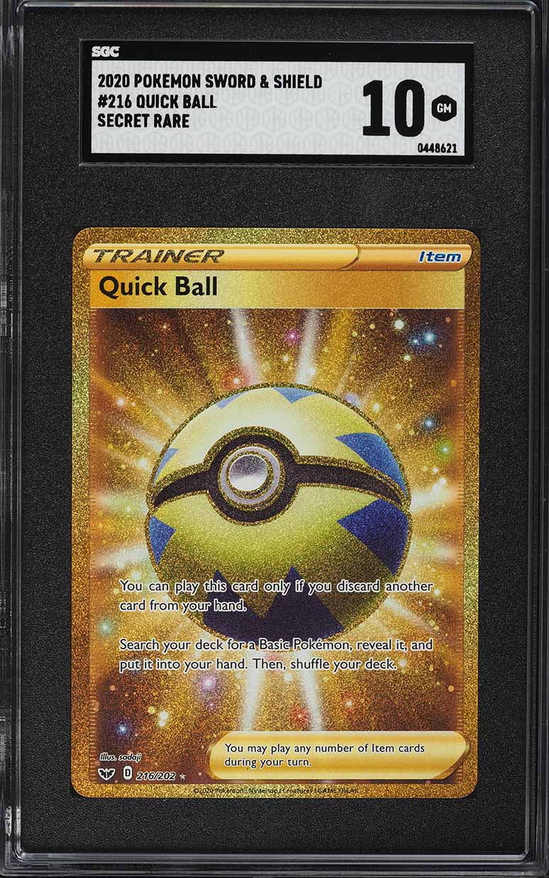 2020 Pokemon Sword & Shield Secret Rare Quick Ball #216 SGC 10 GEM MINT on  Fanatics Collect