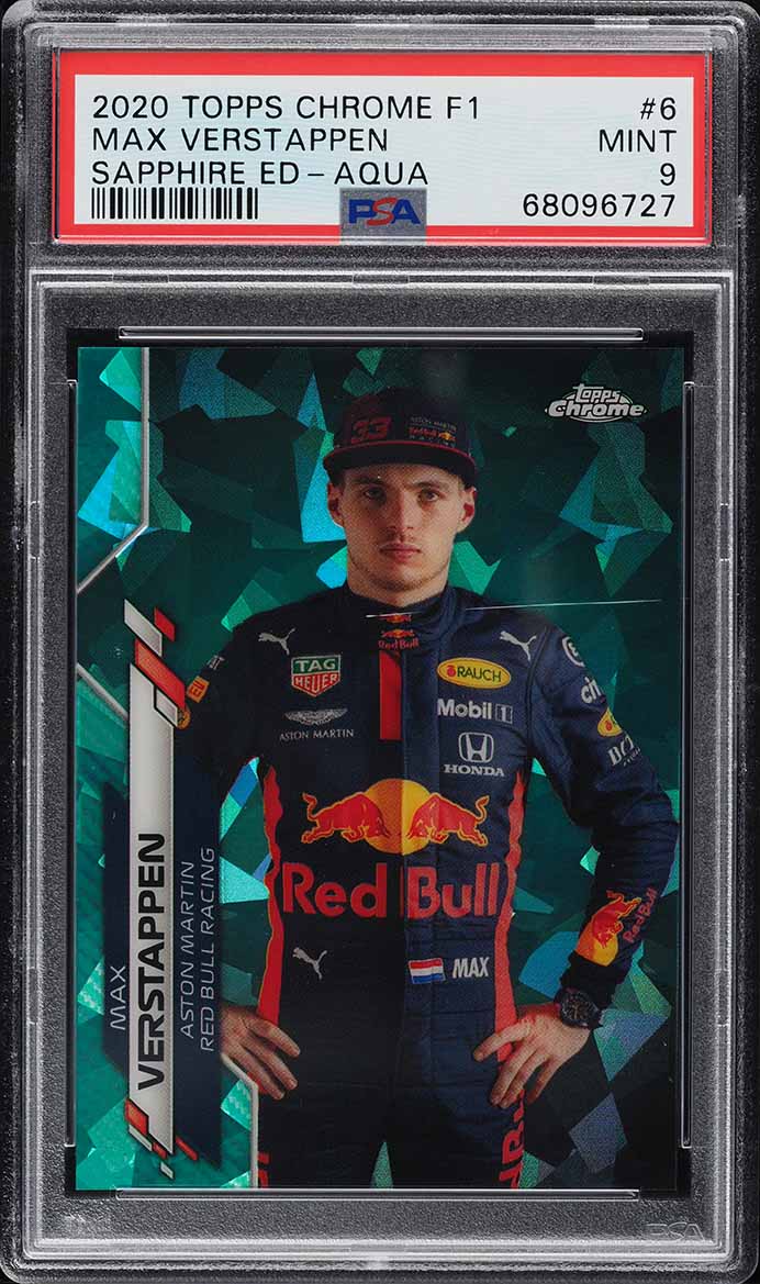 2020 Topps Chrome Formula 1 F1 Sapphire Edition Aqua Max Verstappen /99 #6 PSA 9