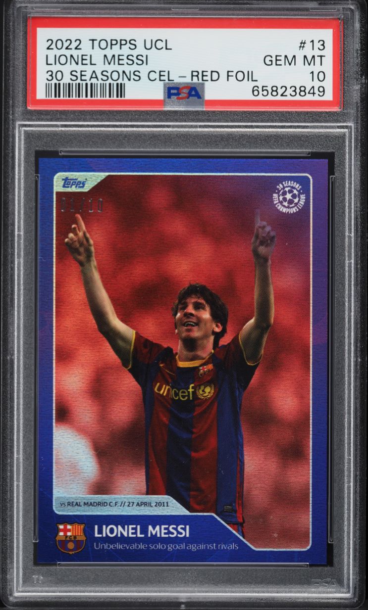 2011 Futera World Football Unique Memorabilia Gold Lionel Messi