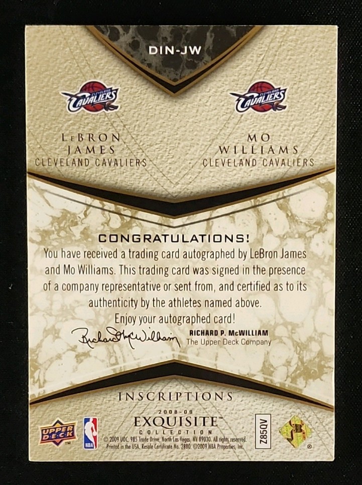 2008 Exquisite Collection Inscriptions LeBron James Williams AUTO /10 MBA AUTH
