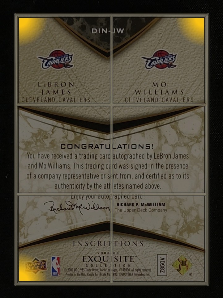 2008 Exquisite Collection Inscriptions LeBron James Williams AUTO /10 MBA AUTH
