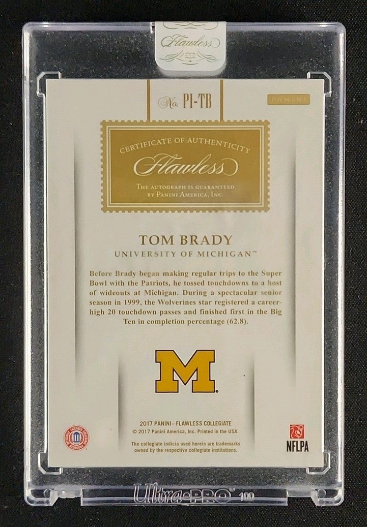 2017 Panini Flawless Collegiate Premium Ink Tom Brady AUTO /10 #PI-TB MBA AUTH
