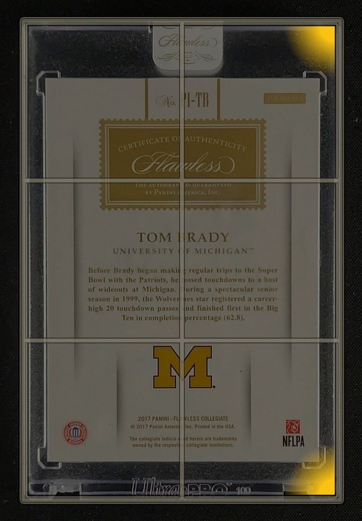2017 Panini Flawless Collegiate Premium Ink Tom Brady AUTO /10 #PI-TB MBA AUTH