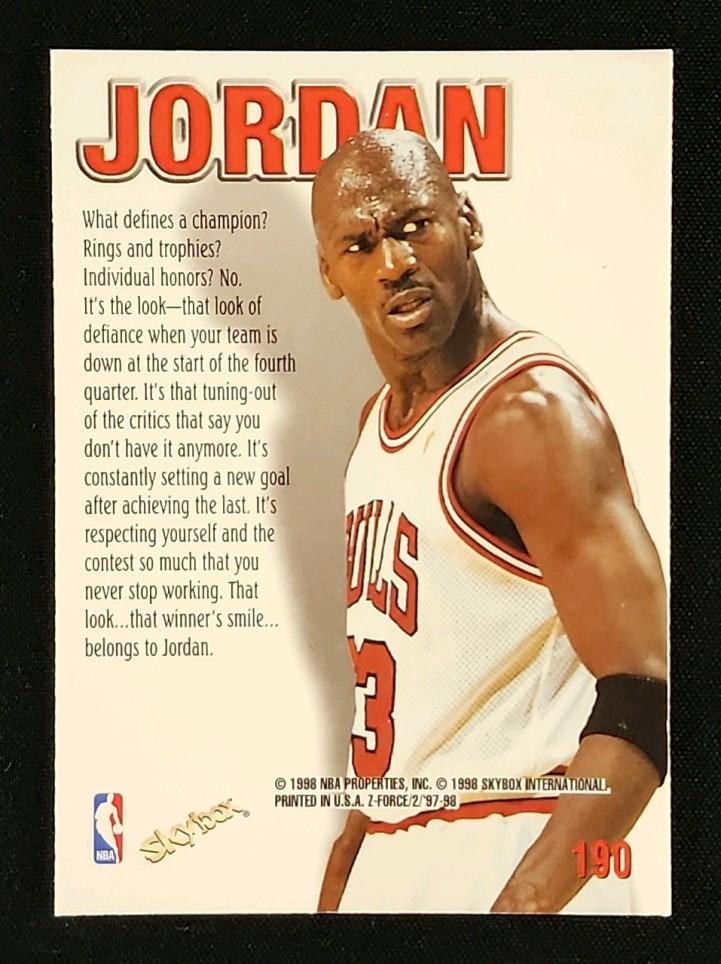 1997 Skybox Z-Force Michael Jordan #190 MBA AUTH