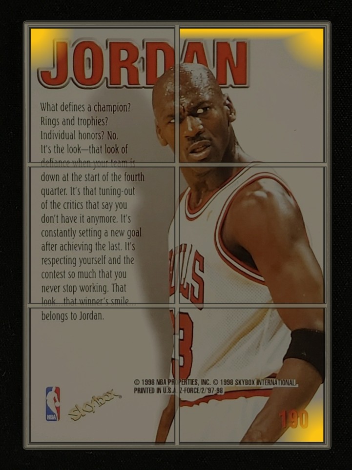 1997 Skybox Z-Force Michael Jordan #190 MBA AUTH