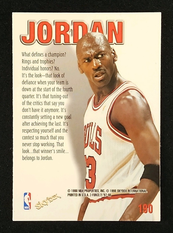 1997 Skybox Z-Force Michael Jordan #190 MBA AUTH