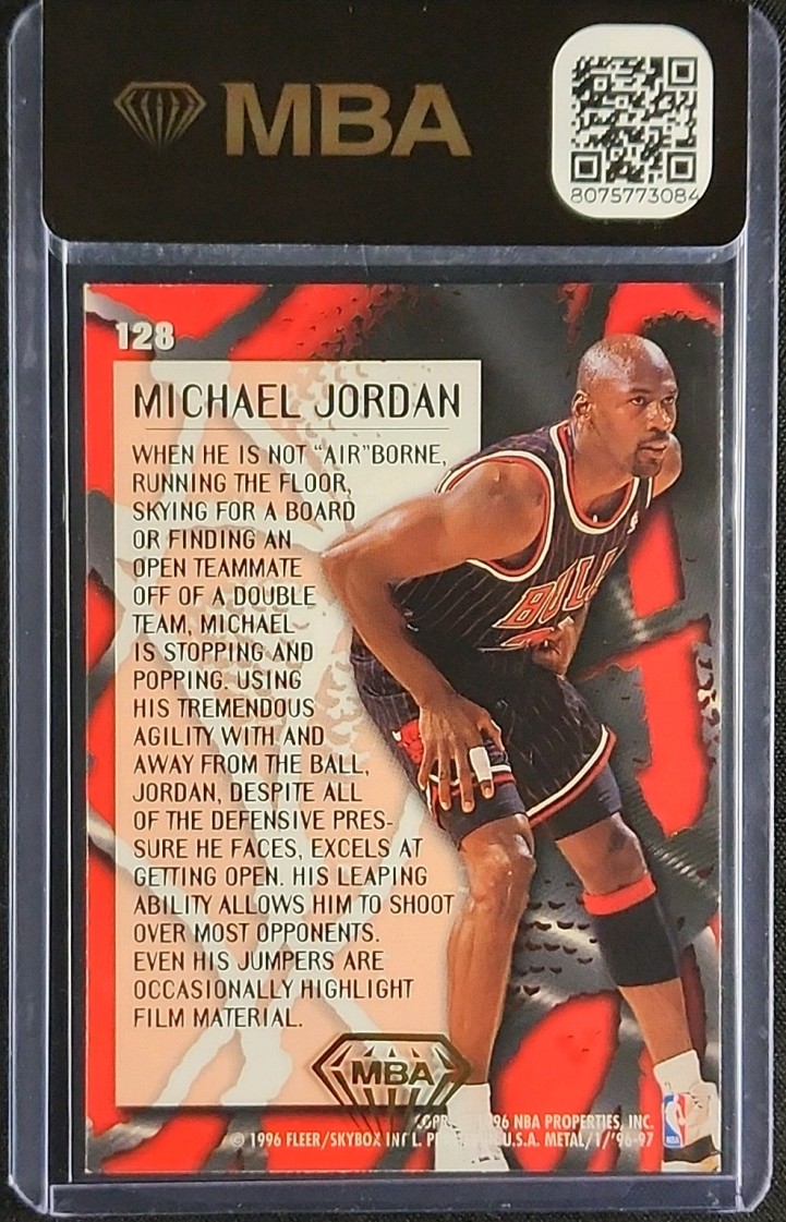 1996 Metal Basketball Michael Jordan #128 MBA AUTH