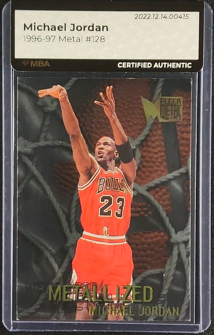 1996 Metal Basketball Michael Jordan #128 MBA AUTH