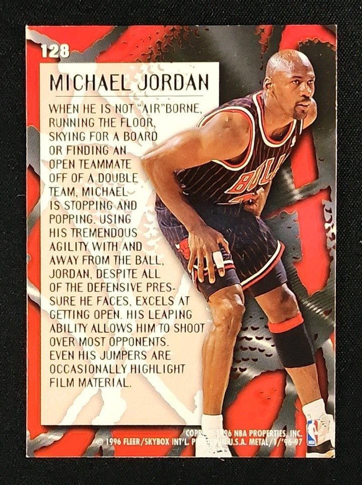 1996 Metal Basketball Michael Jordan #128 MBA AUTH