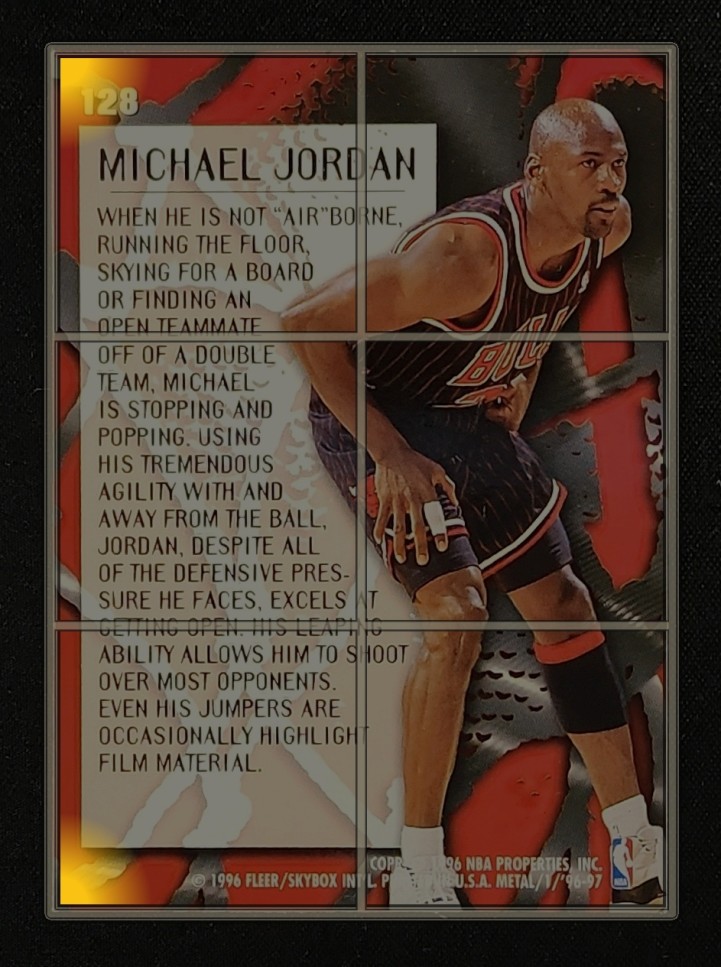 1996 Metal Basketball Michael Jordan #128 MBA AUTH