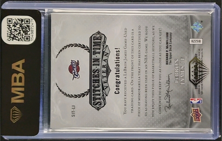 2007 UD Chronology Stitches in Time LeBron James PATCH /99 #SIT-LJ MBA AUTH