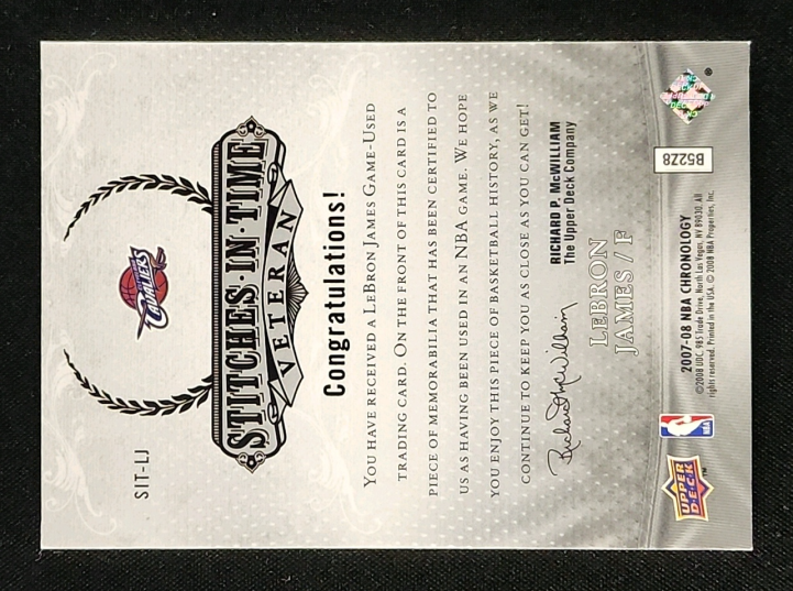 2007 UD Chronology Stitches in Time LeBron James PATCH /99 #SIT-LJ MBA AUTH