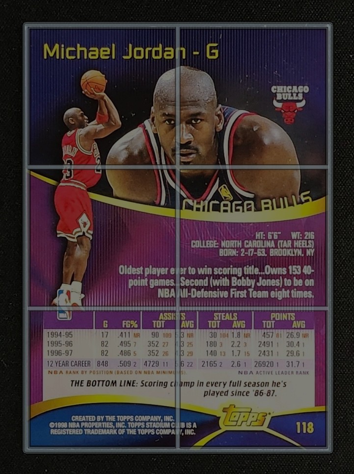 1997 Stadium Club Basketball Michael Jordan #118 MBA AUTH